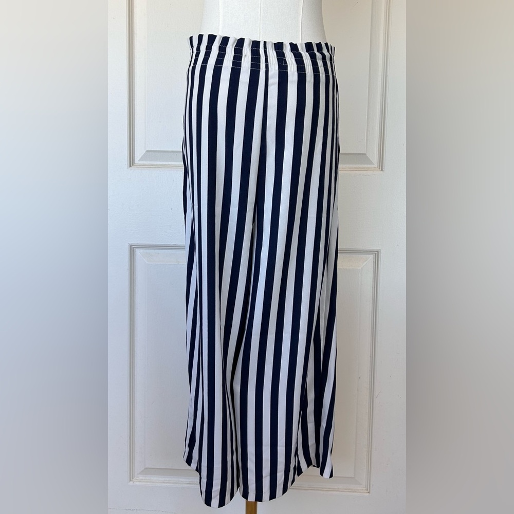 Zara Basic Collection Wide Leg Striped Pants Navy… - image 4
